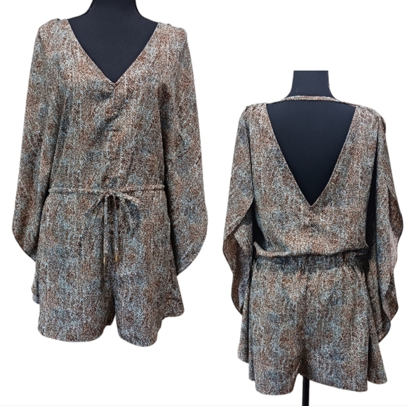 Ark & Co Pants - Ark & Co Butterfly Sleeve Romper Snakeskin